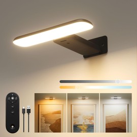 FULEN Rechargeable Picture Lights for Wall, Wall Lights Battery Powered with Remote, Art Lights for Paintings, Picture Frame Lights for Wall,Dart Board Light with 3 Color Temperatures,Black