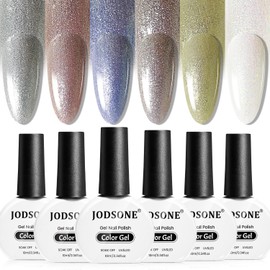 JODSONE 10ml Glitter Gel Nail Polish Set 6 Color Glitter Effect gel polish All Seasons Neutral Soak off LED Lamp Gel Manicure Set for Nail Art