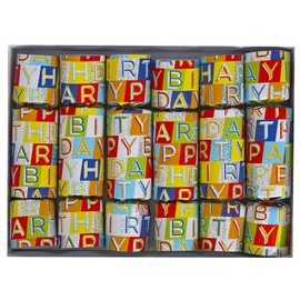 Olde English Crackers Sparkle Birthday Party Favors, set of six 10-inch party favors with tissue crown, silly joke or riddle, and fidget novelty enclosed