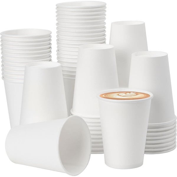 METAPRINT METAPRINT Disposable Paper Cups 12 oz [100 Pack], White