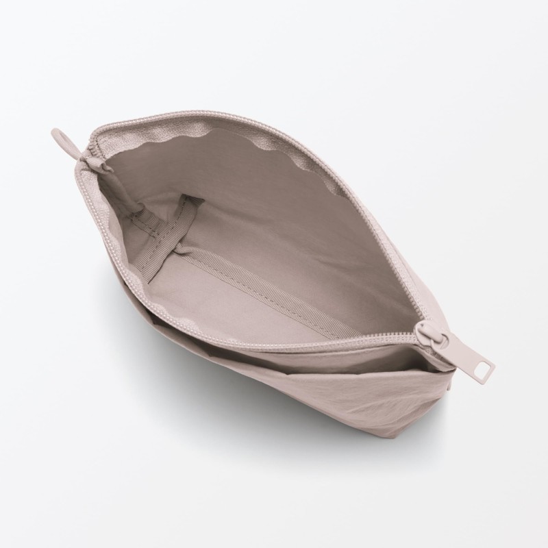 MUJI 84475696 Wrinkle Nylon Pouch with Gusset, Pink, M, Approx.