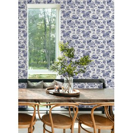NuWallpaper x Rachel Antonoff Blue The Chase Peel and Stick Wallpaper, RAS6264