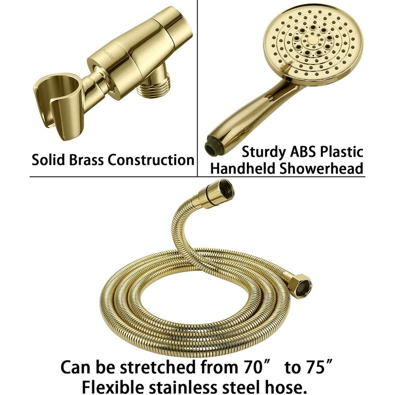G-Promise High Pressure 6 Setting Detachable Handheld Shower Head with