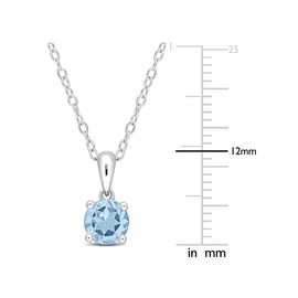 1.00 Carat (ctw) Blue Topaz Solitaire Pendant Necklace in Sterling Silver with Chain