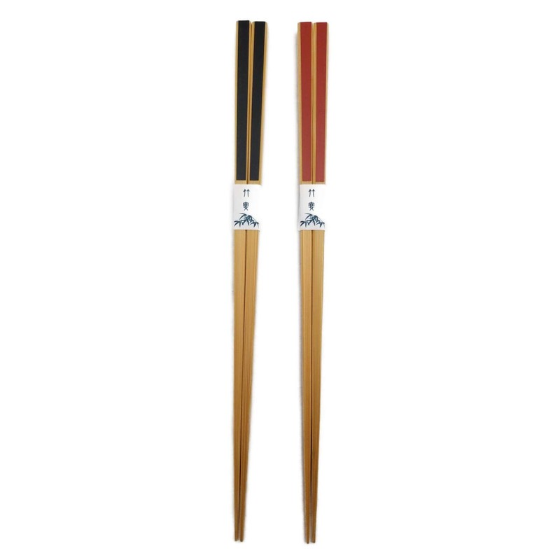 Kikusui Japanese Thin Bamboo Chopsticks (Red and Black)