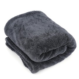 1300GSM Microfiber Car Drying Towel, Double-Twist Loop, Ultra-Absorbent, Quick-Dry, Lint- & Streak-Free, Scratch-Safe, for Car Wash & Detailing (1 Pack) (Dark Grey, 16" x 16")