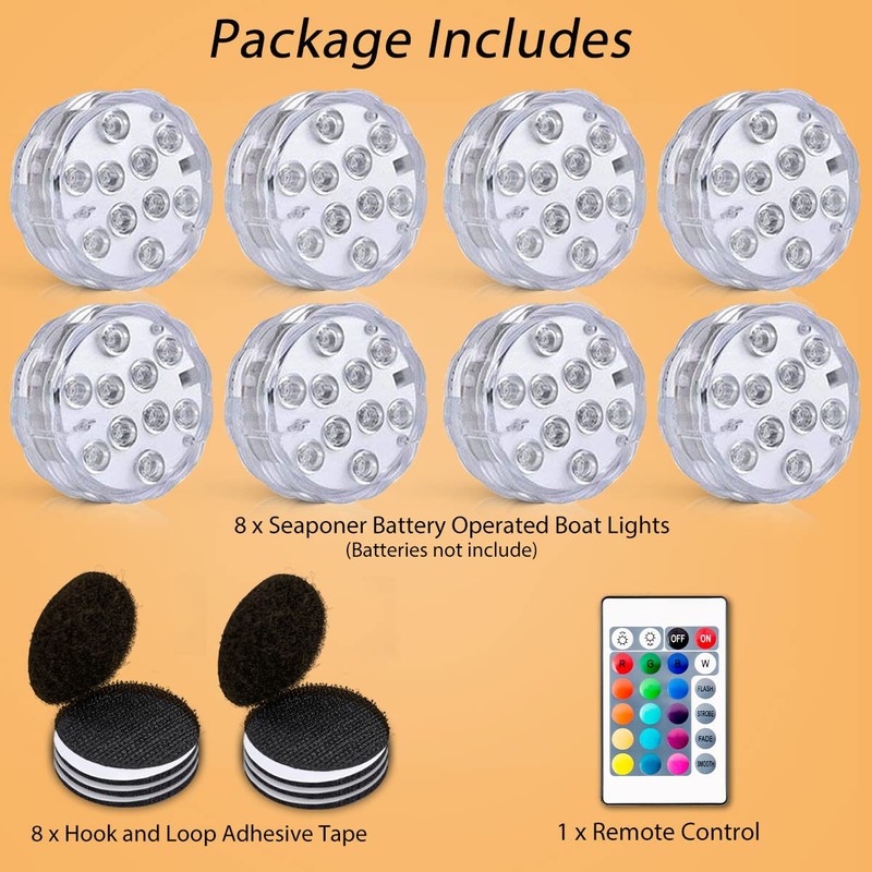 Seaponer Boat Lights Wireless Battery Operated, Waterproof Marine Led Light