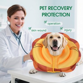 TOBYTO Inflatable Dog Cone Alternative - Soft Adjustable Recovery Collar for Small Medium Large Dogs After Surgery, Protective E Collar Anti Licking Does Not Block Vision(Orange, S)