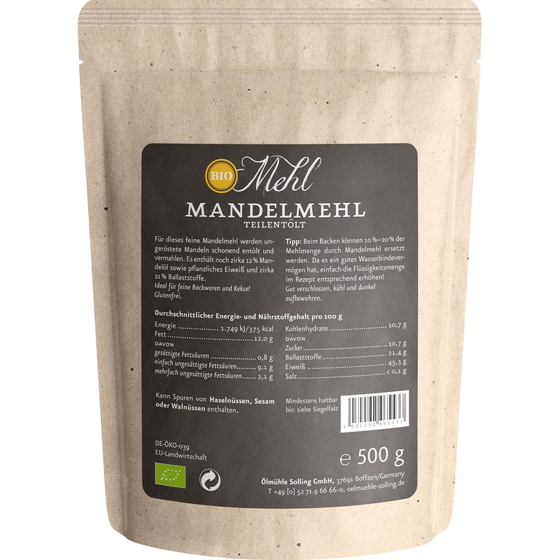 Ölmühle Solling Bio Mandelmehl, 1er Pack (1 x 500 g)