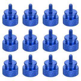 sourcing map 12pcs M3x6mm Knurled Thumb Screw Computer Case Threaded Hand Tighten Screws Aluminum Alloy for PC Case, Dark Blue