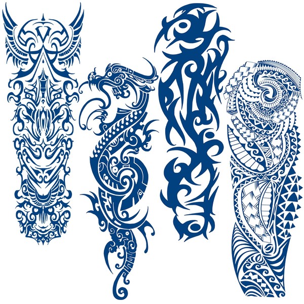 Qpout Semi-permanent temporary tattoos for men and women, 1-2 weeks long-lasting full arm tattoo stickers, tribal totem waterproof realistic tattoos