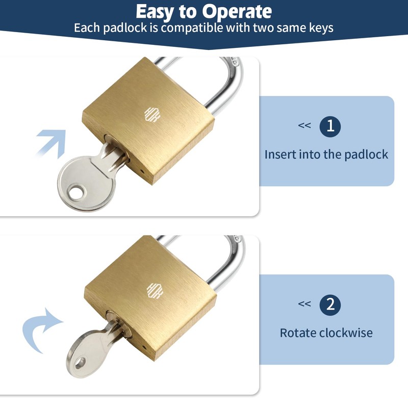 HOX 12-Pack Keyed Padlock, Waterproof and Rustproof, Solid Brass Lock