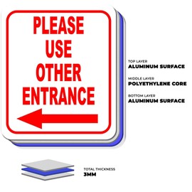 Please Use Other Entrance Left Arrow Aluminum Composite Outdoor Sign 8.5" x 10" – Durable Vinyl, Aluminum, and Plastic Construction – Durable, Easy Installation