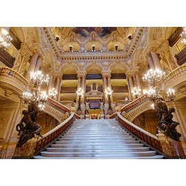 Loccor Fabric 7x5ft Golden Palace Backdrop Grand Opera Castle Luxurious Chandelier Staircase European Paris Interior Photography Background for Wedding Birthday Party Ceremony Photo Booth Studio Props