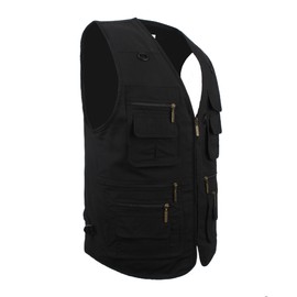 LUSI MADAM Men's Poplin Outdoors Travel Sports Multi-Pockets Work Fishing Vest 7X-Large Black