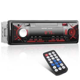 Hikity Car Radio Bluetooth 5.0 Car Radio Bluetooth Radio 1Din Car Radio with FM Bluetooth Hands-Free Kit 2USB AUX Quick Charge (5V/2A) Remote Control MP3 Player Compatible iOS and Android