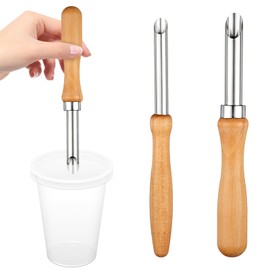 2 PCS Straw Hole Puncher for Plastic Lids, Lemonade Cup Lid Hole Puncher Clay Hole Cutters Straw Punchers for Straws Wooden Handle Clay Tools