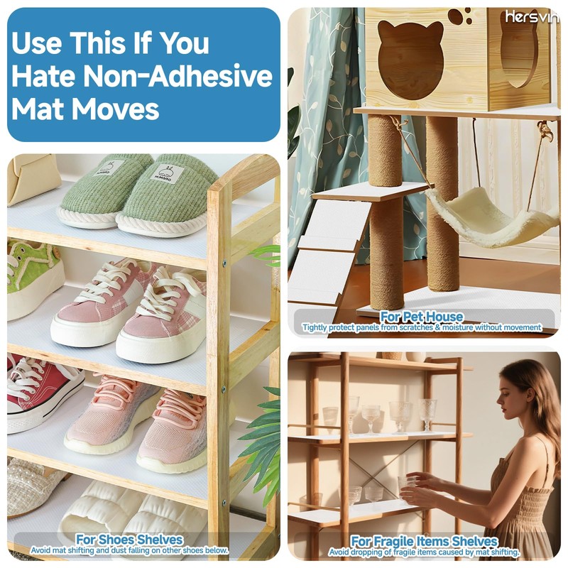 Hersvin Shelf Liners 10 in x 20 ft Self-Adhesive EVA