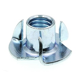 Prime-Line 9078051 T-Nuts, 3-Prong, 3/8 In.-16 X 7/16 In., Zinc Plated Steel (25 Pack)