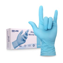 GMG SINCE1988 Disposable Nitrile Gloves, Powder-Free, Latex-Free Safety Glove for Cleaning, Food Handle, or Automotive(Medium Size, 100 Pack)