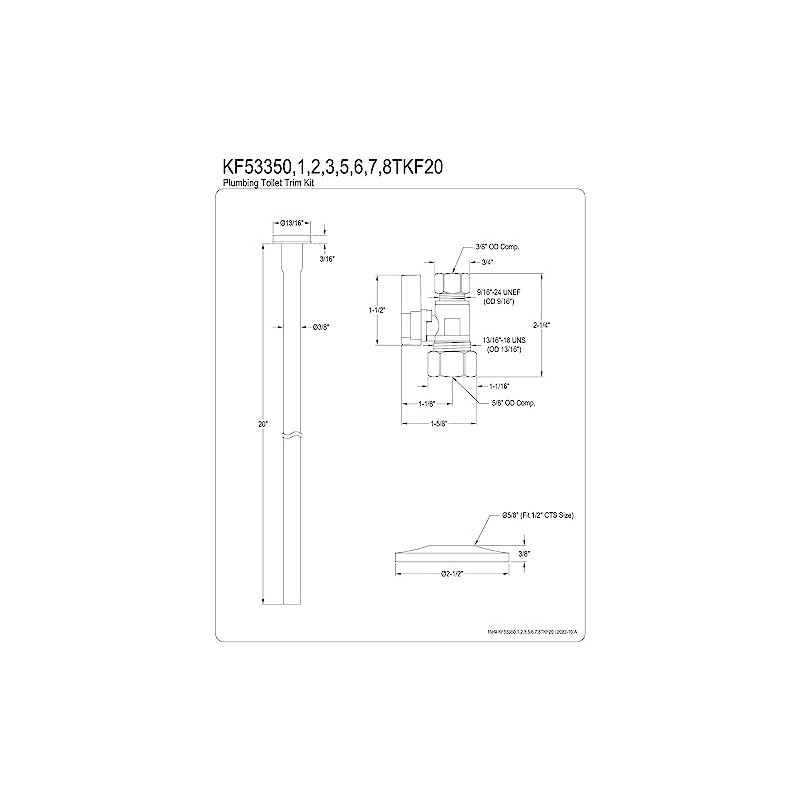 Kingston Brass KF53353TKF20 Trimscape Toilet Supply Kit, 5/8" x 3/8"