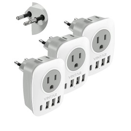 VINTAR Paquete de 3 adaptadores de Enchufe Suiza, Adaptador Tipo J Suiza con 1 USB C, 3 Puertos USB y 2 Tomas Americanas, Adaptador de Corriente Suizo 6 en 1 para Estados Unidos a Suiza, Ruanda,