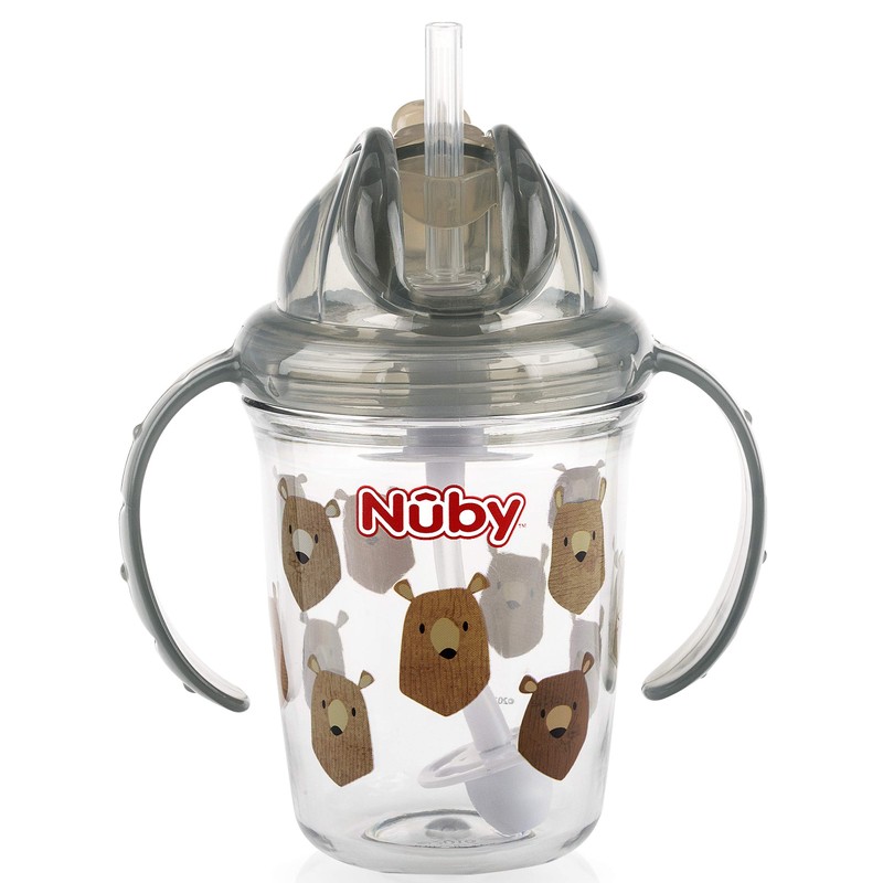 Nuby Tritan No Spill Flip N' Sip Twin Handle Printed