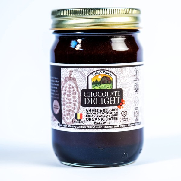 Chocolate Delight Spread Made with Julian’s Valleys Ghee Butter / Dates Syrup / Belgium Chocolate - 14OZ Non-GMO, Lactose Free, Gluten Free, Paleo & Keto Friendly