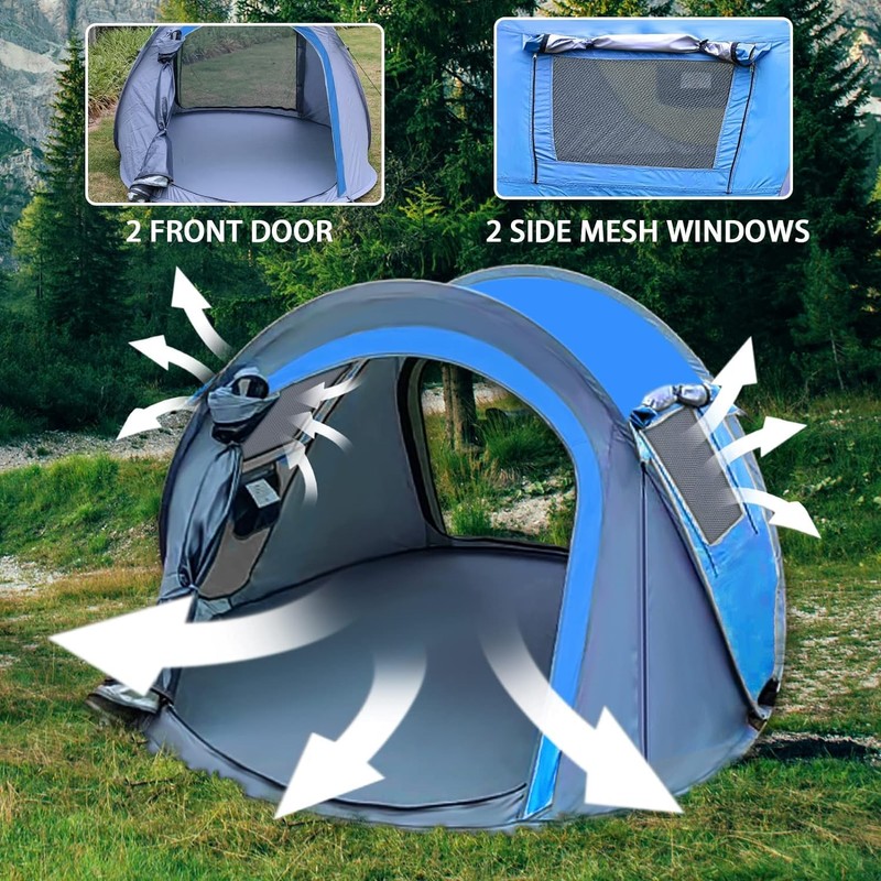 CAMP SOLUTIONS Pop-Up Camping Tent, 4 Person Instant Setup Outdoor