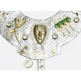 Hand Painted Abstract Style Collar Bib Reversible Arts Drama Music Dance Handmade Necklace Earrings