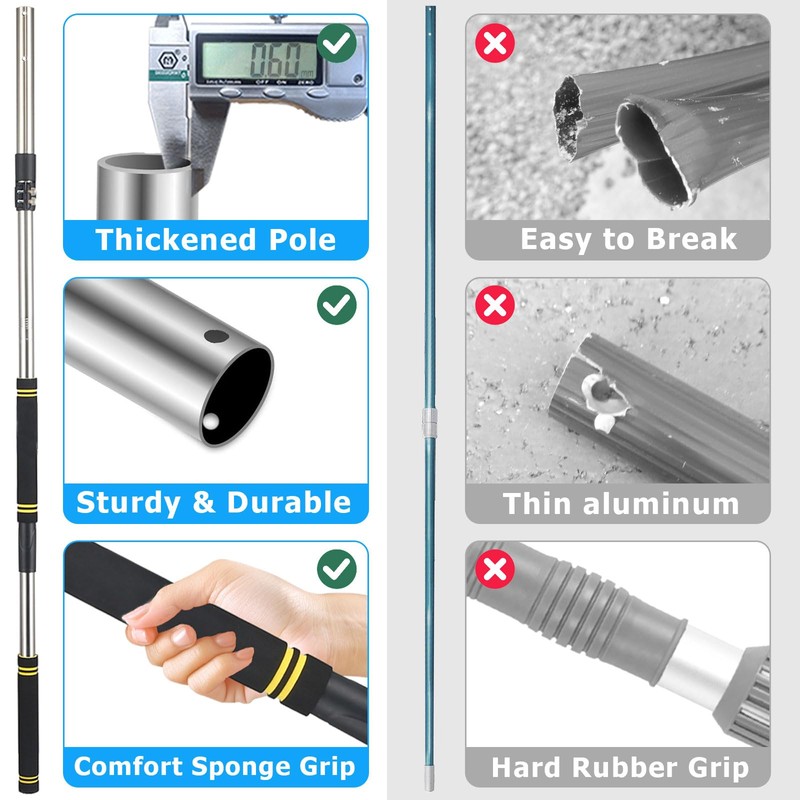 Greeily Pool Extension Pole, 3-11.8Ft Pool Poles for Cleaning Heavy