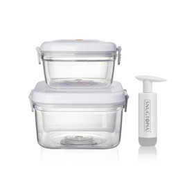 SNUGTOPIA Vacuum Seal Food Storage Containers Set - Airtight BPA-Free Kitchen Organizers with Locking Lids for Pantry, Fridge & Freezer - 2 Pieces (0.6L+1.4L)
