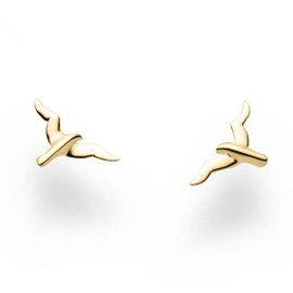 Dur O5210 Jewellery Stud Earrings with Seagull Design Gold-Plated 925 Silver, Silver, No Gemstone