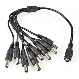Sentry 8 Way CCTV Power Splitter Cable for Security Cameras, Monitor, Power Supply, DVR 1 Female to 8 Male 12v DC 5.5mm x 2.1mm jack 9 connections