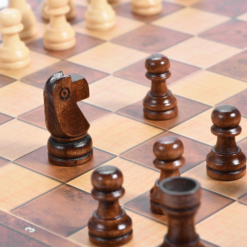 3in1 Portable Wooden Chessboard Folding Board Chess Game For Party