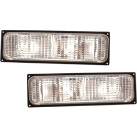 For 1988-1989 Chevy C1500 Pair Park/Signal Lights Driver and Passenger Side UnitC/K; w/quad sealed beam headlamps; w/silver trim GM2520103 GM2521103 - replaces 5974335 5974336