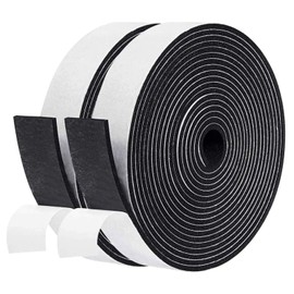 fowong Draft Excluder for Doors, 2 Rolls 25 mm(W) x 3 mm(T) Total 10M Long, Draught Excluder Tape for Doors and Windows, Door Insulation Strip for Door Seal, Soundproof, Shockproof, Black