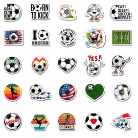 BEATRI Soccer Stickers for Scrapbooking 50Pcs Motivational Vinyl Soccer Waterproof Stickers for Water Bottles, Luggage, Soccer Team Gifts for Kids, Teens and Adults (Soccer Stickers Decal)