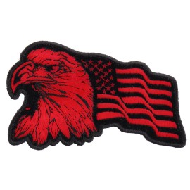 Ivamis Eagle US Flag Facing Left Patriotic Iron on Patch In Red - 4x2.5 inch - P4286