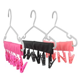 T&B Percha de baño de Tela Tendedero de Viaje Calcetines de Tela Plegables portátiles Percha de Secado con 6 Clips 3 Piezas