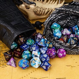 Cusdie 6 Sets/42 Pcs DND Dice Polyhedral Dice Set with Dragon Eye Bag, Color Blending D&D Dice Set for Dungeons and Dragons, RPG, Table Games