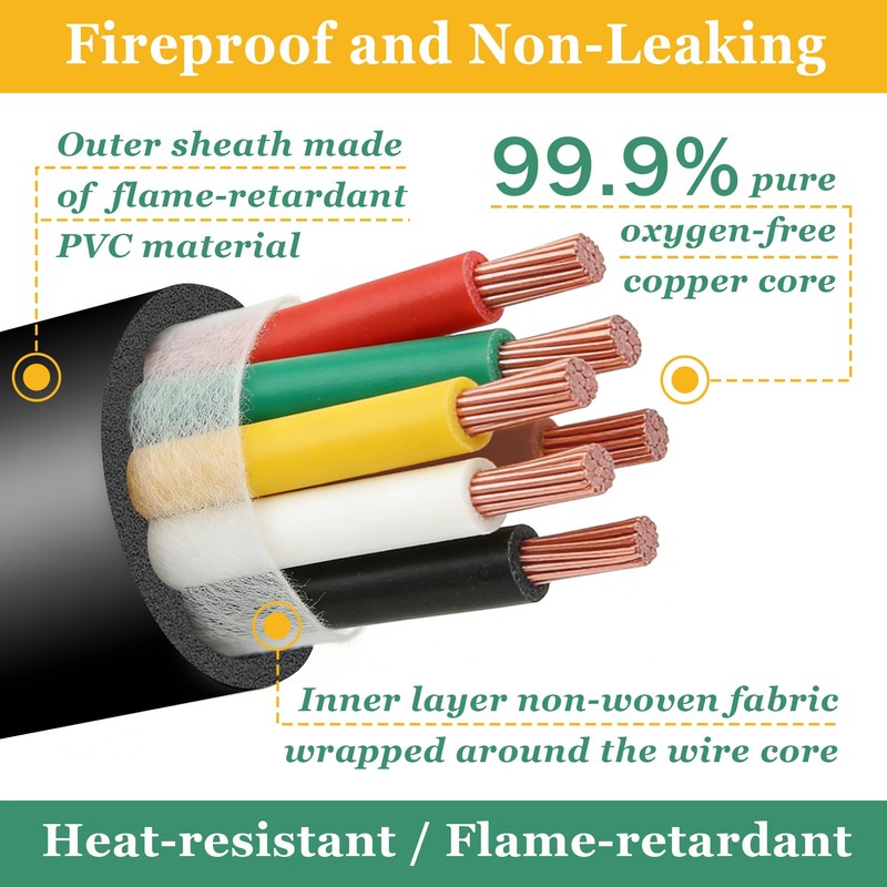 16 Gauge Wire 7 Conductor,16 AWG Electrical Wire Stranded PVC