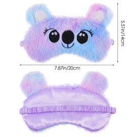 FNANJWQ 2 Pcs Plush Sleeping Eye Mask for Kids, Fluffy Colorful Sleeping Blindfold Soft Kitty Eye Covers Comfortable Koala Sleep Blindfold for Kids Teens Girls Women Travel Nap