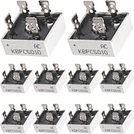 Youmile 10 KBPC5010 Bridge Rectifier Diodes Set 50A 1000V High Power Rectifier Diode Single Phase Metal Shell 4 Pin Through Hole Electronic Components