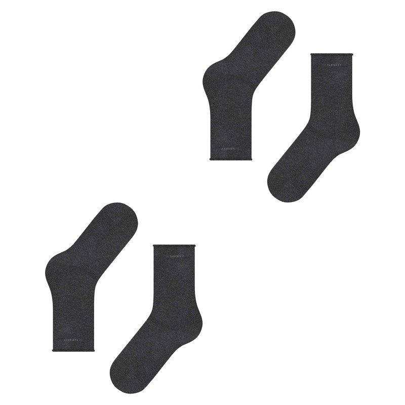 ESPRIT Women's Basic Pure 2-Pack Socks Breathable Organic Cotton Reinforced