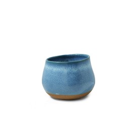 Serene Spaces Living Jarrón de cerámica azul claro, jarrones decorativos de cerámica para flores, ideal para decoración de estantes en casa o bodas, mide 5 pulgadas de alto y 7 pulgadas de diámetro