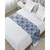 Ldtrchee Bed Runner for Queen Size Bed, Navy Blue Boho