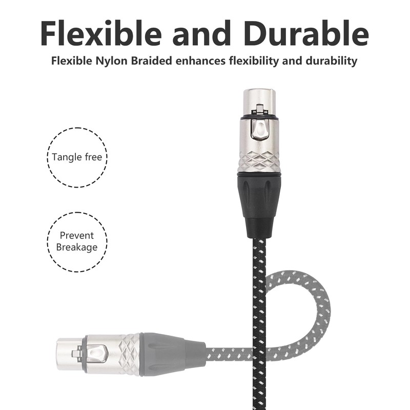 DETAME 15FT 3-Pin XLR Female to Female Microphone Cable,XLR Female
