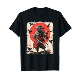 Samurai Cat, Japanese Warrior Art | Anime & Vintage Samurai T-Shirt