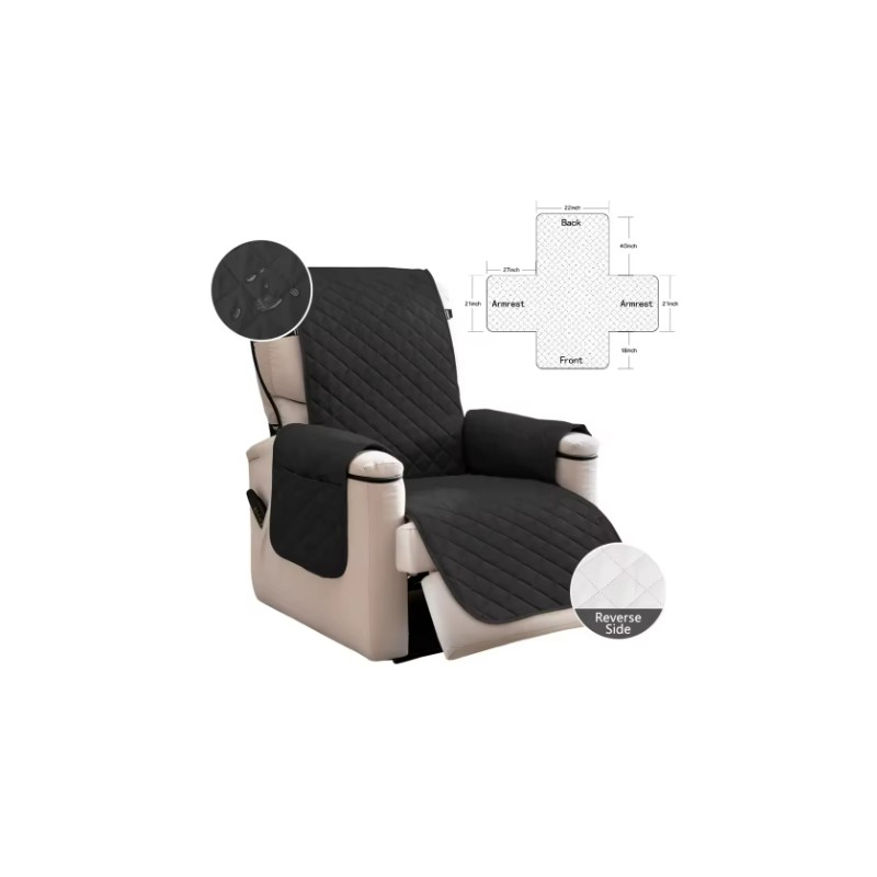 Waterproof Recliner Quilted Cover – Nonslip Furniture Slipcover with Elastic
